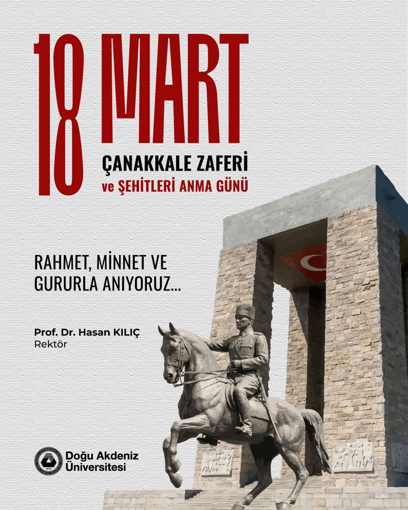 DAÜ Rektörü Prof. Dr. Hasan Kılıç 18 Mart Çanakkale Zaferi ve Şehitleri Anma Günü Dolayısıyla Bildiri Yayımladı